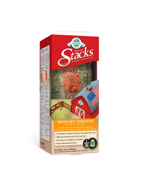 Heno Harvest Stacks Plus para Roedores OXBOW Timothy con Zanahoria Deshidratada 992gr